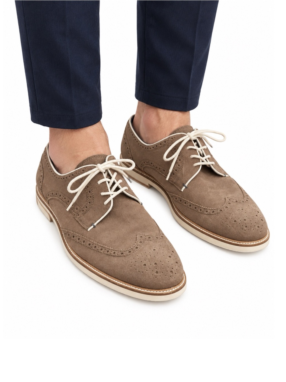 Size 12 Ted Baker Men’s Archerr 2 Taupe Suede Wingtip Brogue Dress Shoes